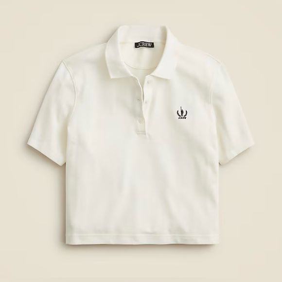 J.Crew Piqué cropped polo shirt in ivory - Picture 3 of 6